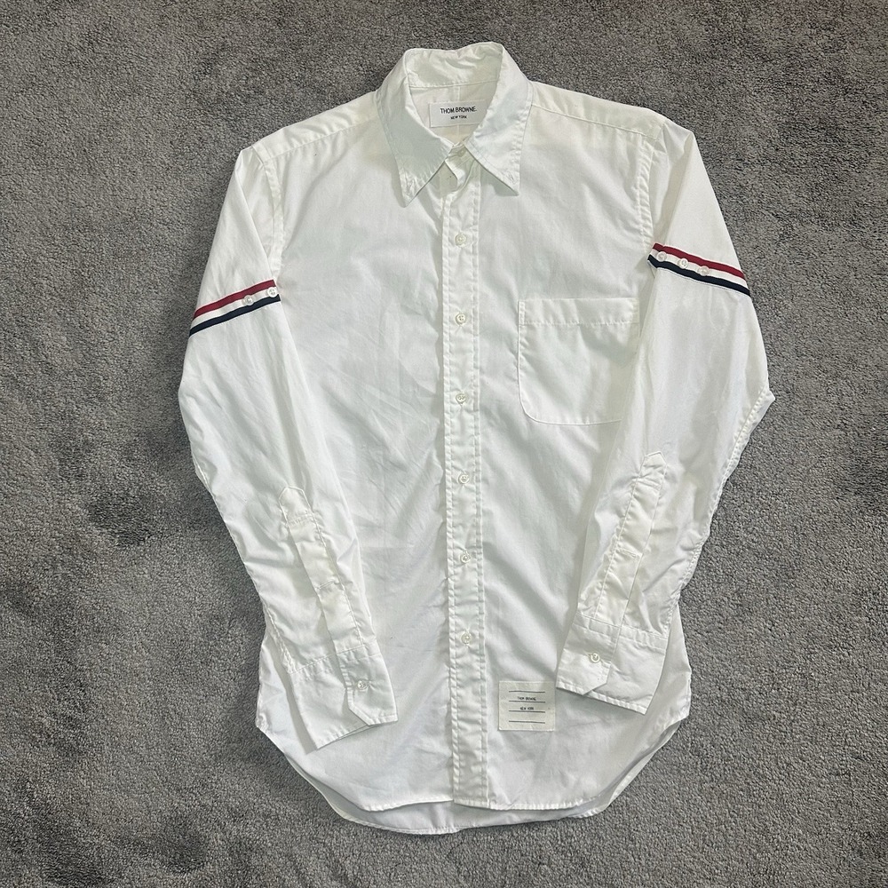 Thom Browne RWB Grosgrain Armband Shirt Size 0 White